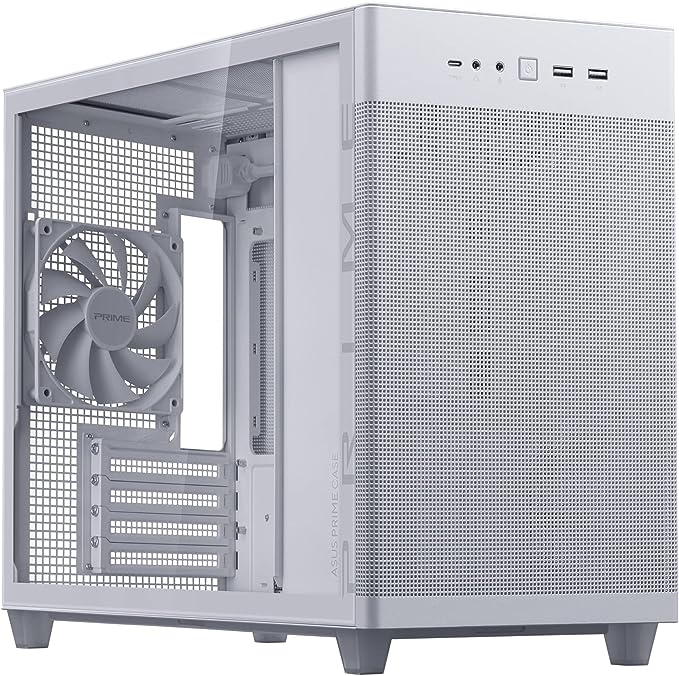 ASUS Prime AP201 Black MicroATX Tempered Glass Edition Supports Graphics Cards up to 338mm, 360mm Coolers, & Standard ATX PSUs, Tool-Free Side Panels, Tempered Glass Side & Front Panel USB Type-C Black/White ASUS Prime AP201 Black MicroATX Tempered Glass Edition Supports Graphics Cards up to 338mm, 360mm Coolers, & Standard ATX PSUs, Tool-Free Side Panels, Tempered Glass Side & Front Panel USB Type-C Black/White